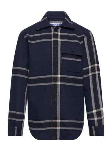 Jack & J S Jorblafri Check Overshirt Ls Jnr Marinblå