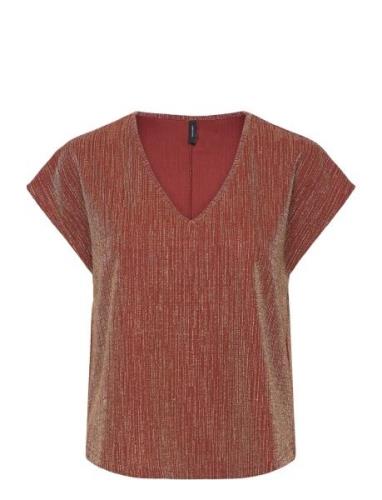 Vero Moda Vmelma S/S V-Neck Top Jrs Btq Röd