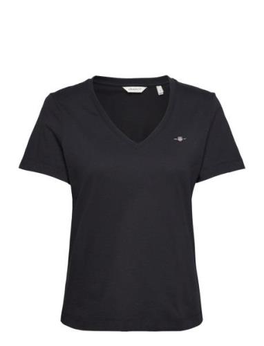 GANT Reg Shield Ss V-Neck T-Shirt Svart