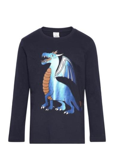 Lindex Top Ls Dragon Marinblå