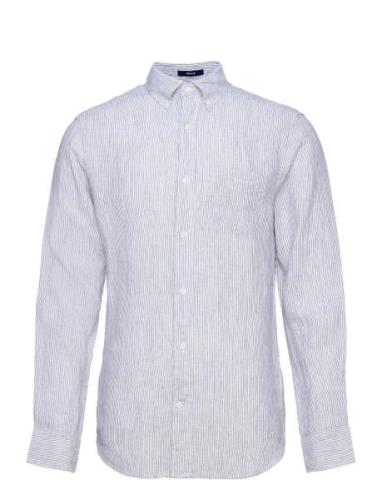 GANT Reg Linen Stripe Shirt Blå