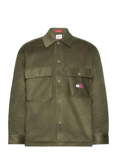 Tommy Jeans Tjm Sherpa Lined Cord Overshirt Khaki Green