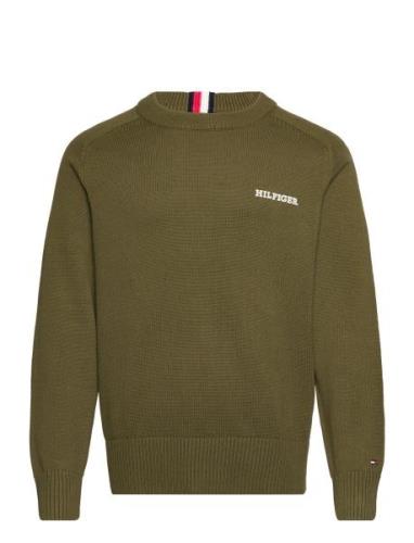 Tommy Hilfiger Monotype Chunky Cotton C Nk Khaki Green