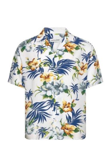 Jack & J S Jjejeff Aop Resort Shirt Ss Sn Vit