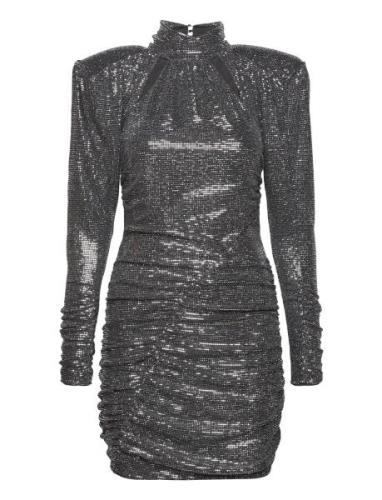 Stella Nova Mini Glitter Dress With Shoulder Pa Silver