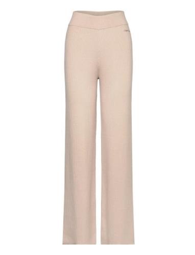 Calvin Klein Essential Rib Wide Leg Pant Beige