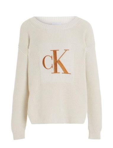 Calvin Klein Bronze Monogram Slit Sweater Kräm