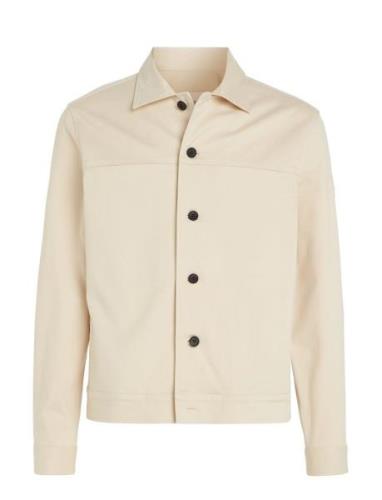 Calvin Klein Brushed Cotton Overshirt Kräm