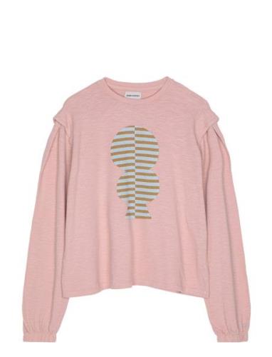 Bobo Choses Striped Mold Puff Sleeve T-Shirt Rosa