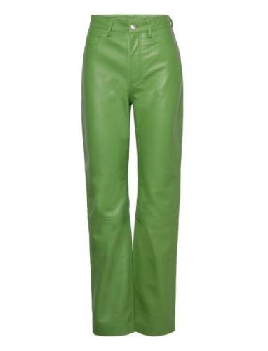 REMAIN Birger Christensen Leather Straight Pants Grön