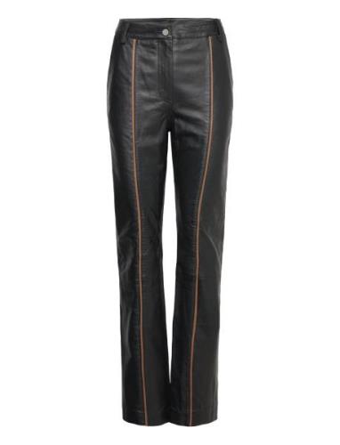 REMAIN Birger Christensen Leather Slim Pants Svart