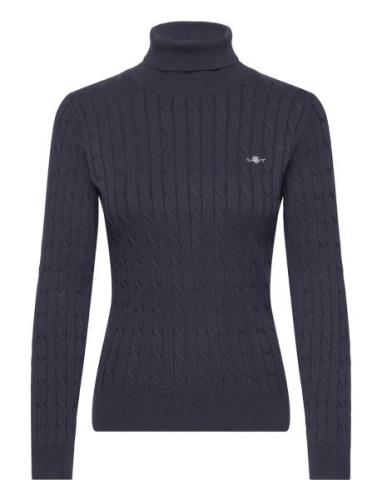 GANT Stretch Cotton Cable Turtleneck Blå