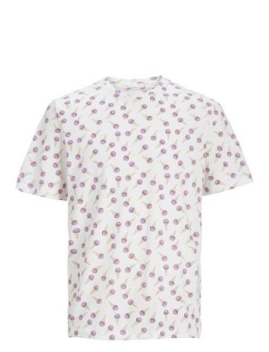 Jack & J S Jjsunshade Aop Tee Ss Crew Neck Vit