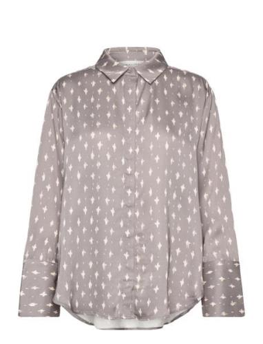 Malina Emily Printed Satin Shirt Grå