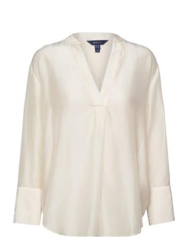 GANT Relaxed Stand Collar Blouse Kräm