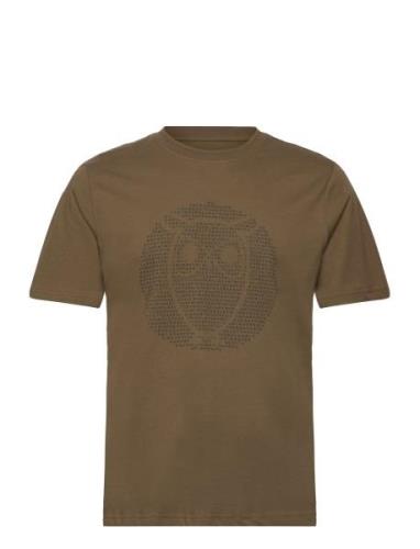 Knowledge Cotton Apparel Regular Fit Owl Chest Print - Gots/ Khaki Gre...