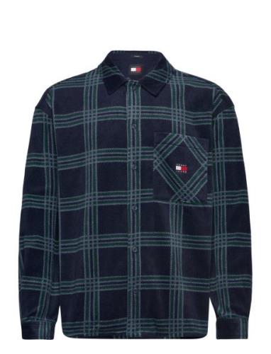 Tommy Jeans Tjm Check Polar Fleece Overshirt Marinblå