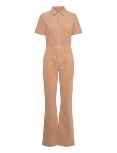 Mango Corduroy Jumpsuit With Zip Brun