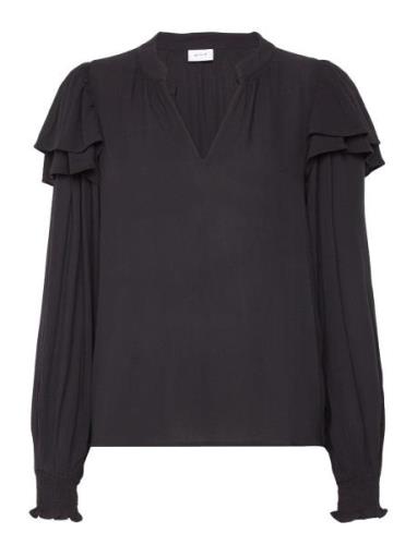 Vila Vitheo L/S Flounce Top Svart