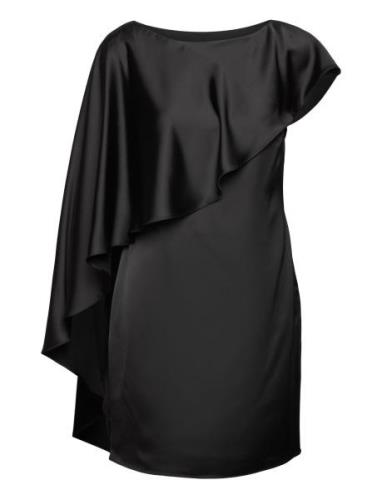 Lauren Ralph Lauren Satin Cape Cocktail Dress Svart