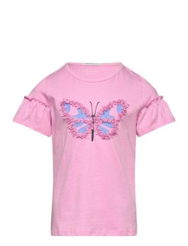 Tom Tailor Ruffle Artwork T-Shirt Rosa