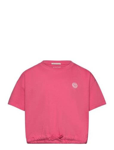 Tom Tailor Cropped T-Shirt With Badge Rosa