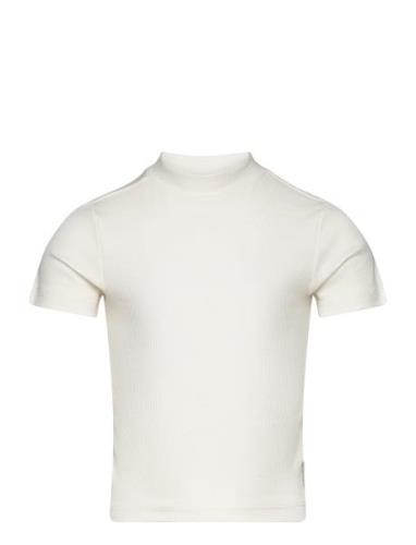 Tom Tailor Cropped Mock Neck Rib T-Shirt Vit