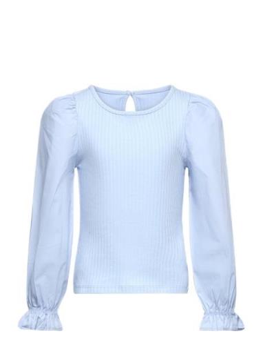 Lindex Top With Woven Sleeves Blå