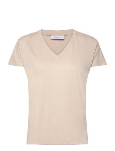 MSCH Copenhagen Mschfenya Modal V Neck Tee Kräm