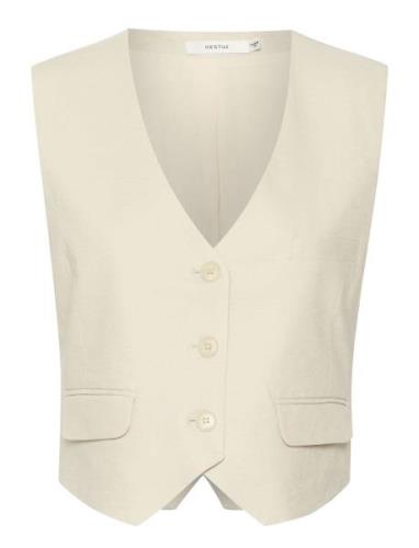 Gestuz Lizagz Linen Waistcoat Kräm