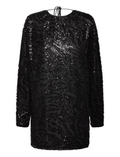 ROTATE Birger Christensen Sequins Low Back Dress Svart