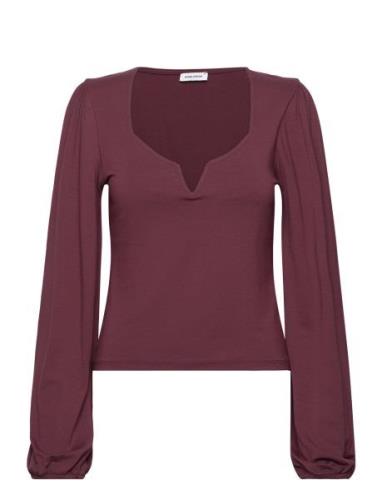 Bubbleroom Rudina Puff Sleeve Top Burgundy