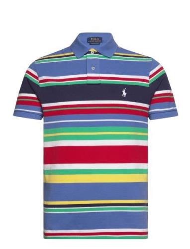 Polo Ralph Lauren Custom Slim Fit Striped Mesh Polo Shirt Blå