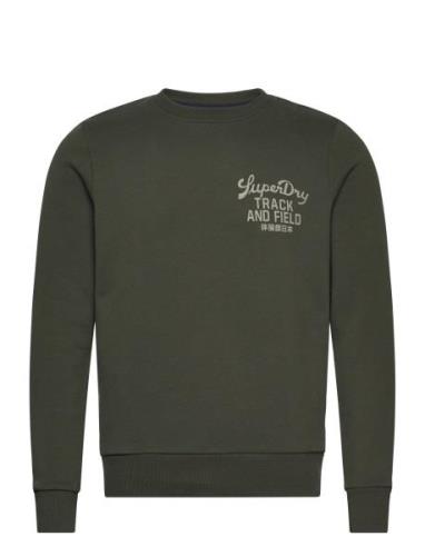 Superdry Athletic Script Flock Sweat Khaki Green