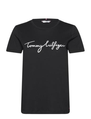 Tommy Hilfiger Reg C-Nk Signature Tee Ss Svart