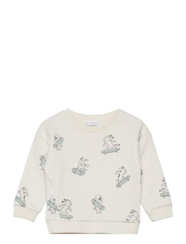 Mango Printed Cotton Sweatshirt Vit