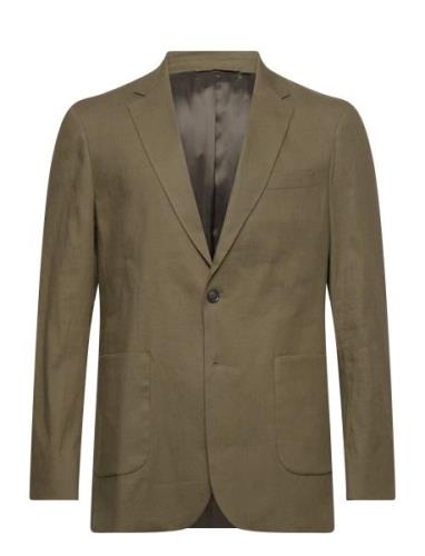 GANT Cotton Linen Suit Blazer Khaki Green