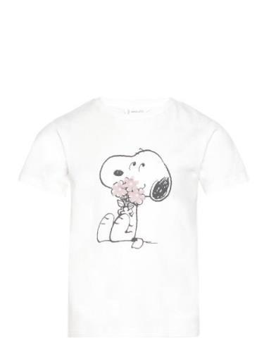 Mango Snoopy Printed T-Shirt Vit