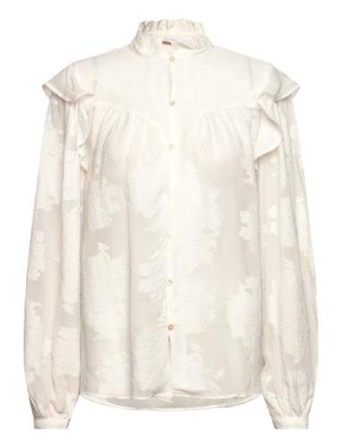 Mango Floral Embroidery Blouse Kräm