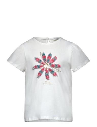 Mango Embossed Flowers T-Shirt Vit