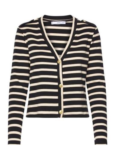 Mango Striped Cardigan With Buttons Svart