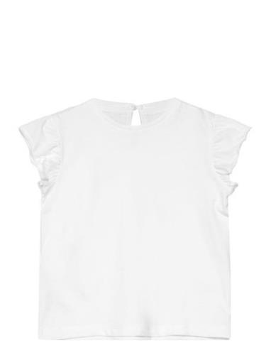 Mango Frills Cotton T-Shirt Vit