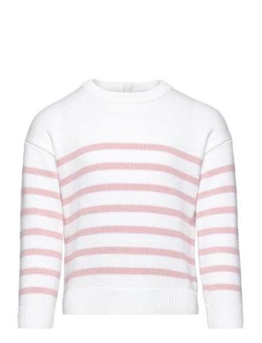 Mango Striped Cotton-Blend Sweater Rosa