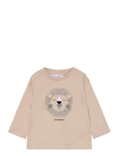 Mango T-Shirt With Print Drawing Beige