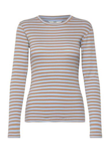 Mads Nørgaard 2X2 Cotton Stripe Tuba Tee Ls Blå