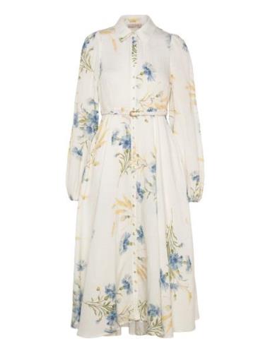 By Ti Mo Linen Collared Midi Dress Blå