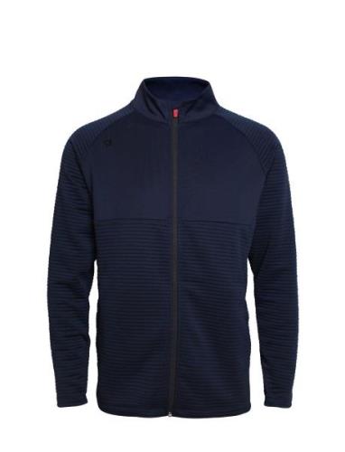 BACKTEE Mens Waffel Midlayer Cardigan Marinblå