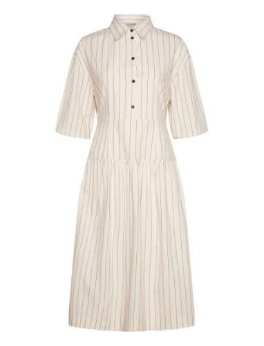 Stella Nova Striped Midi Dress Kräm