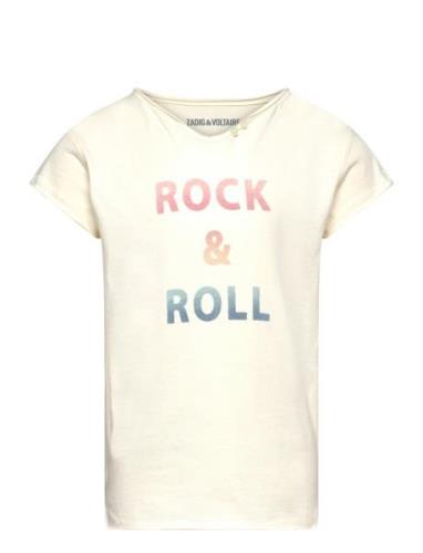 Zadig & Voltaire Kids Short Sleeves Tee-Shirt Kräm