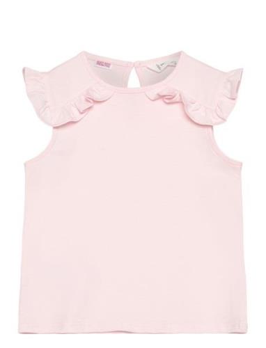 Mango Frills Cotton T-Shirt Rosa